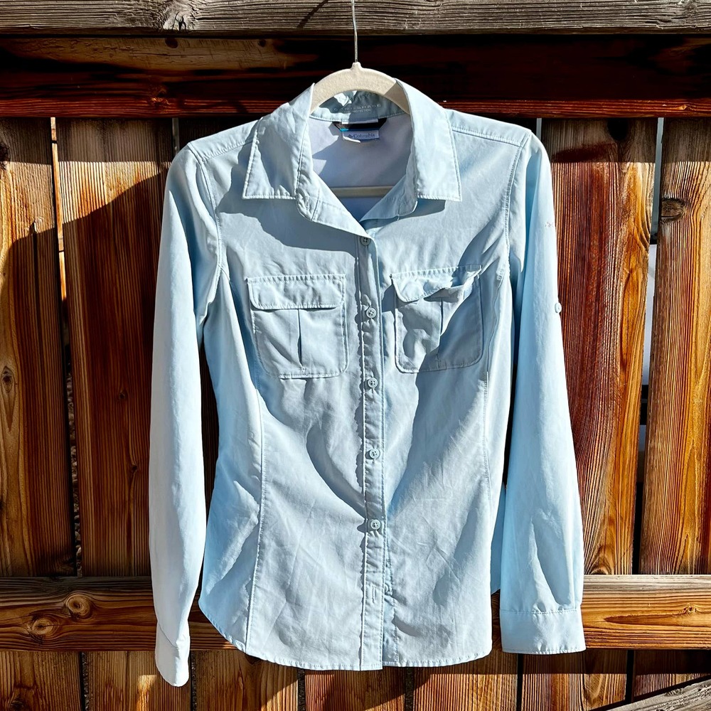 Columbia Omni-Shade Button Down Hiking Shirt Blue XS